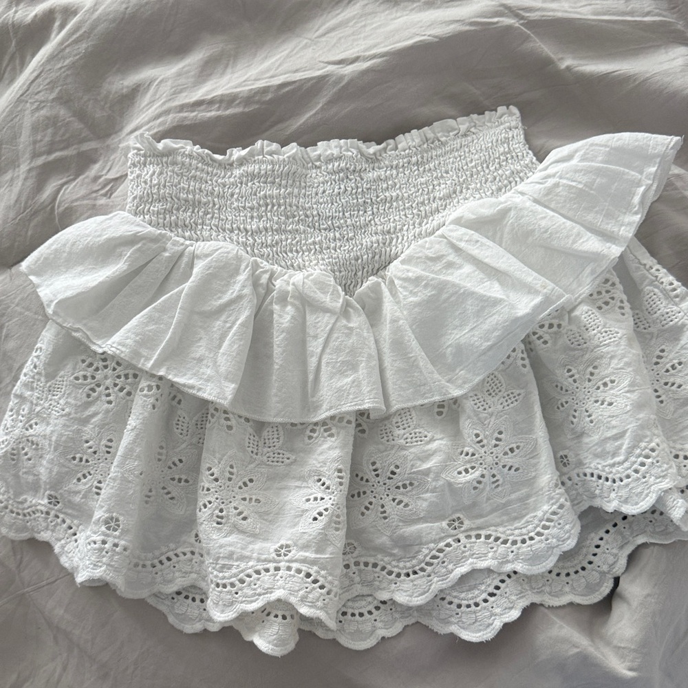 Katie J NYC Faye White Eyelet Ruffle Skirt Girls Medium - Picture 4 of 4